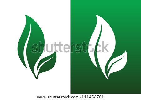 Leaf Pair Icon Vector Illustrations on Both Solid and Reversed Background.