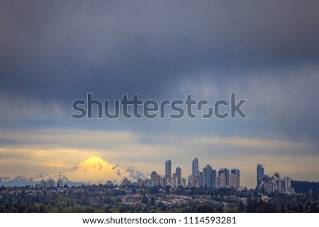 Storm over downtown of Vancouver, BC, Canada