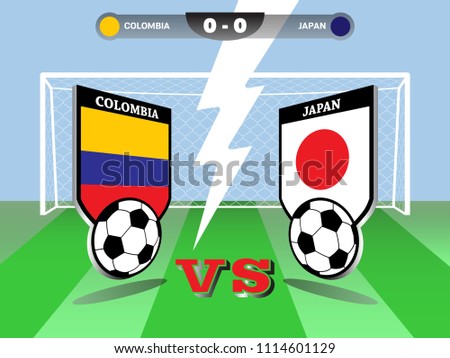 Vector illustration of soccer or football tournament championship, Colombia vs Japan, group H