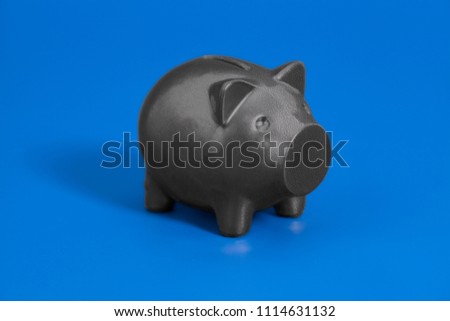 Gray Piggy bank on a blue background