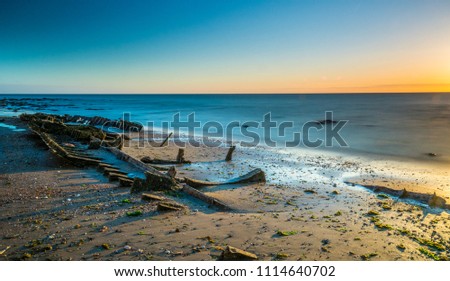 Ship wreck in Hunstanton Norfolk England at sunset
