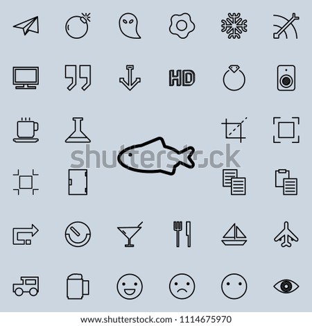 a fish outline icon. Detailed set of minimalistic line icons. Premium graphic design. One of the collection icons for websites, web design, mobile app on colored background