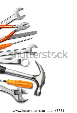 Mechanic tools set isolated on white background Royalty-Free Stock Photo #111468761