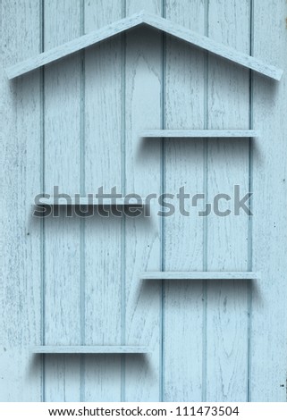 Vintage wood shelf house shape