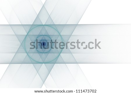 Intricate teal / navy abstract string Star of David on white background