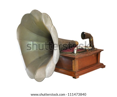 antique gramophone isolate on white