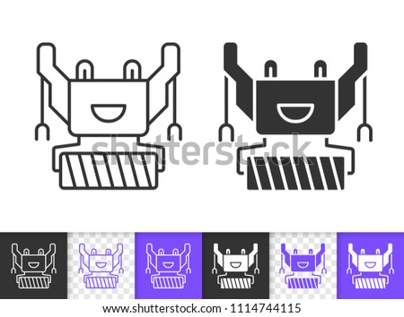 Humanoid black linear and silhouette icons. Thin line sign of ai. Robot outline pictogram isolated on white, color, transparent background. Vector Icon shape. Humanoid simple symbol closeup