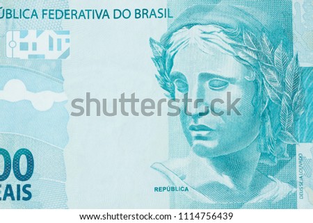 Republic's Effigy portrayed as a bust on Brazilian money. Super  Royalty-Free Stock Photo #1114756439