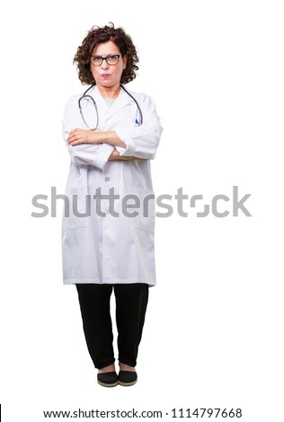 Full body middle age doctor woman very angry and upset, very tense, screaming furious, negative and crazy