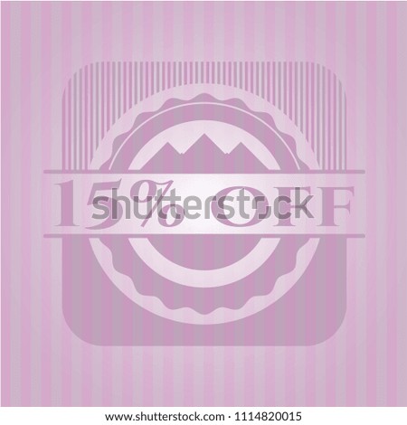  15% off badge with pink background