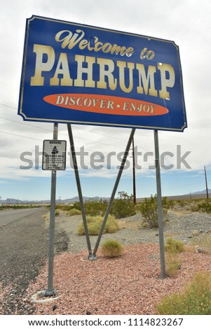 Welcome to the town of Pahrump, Nevada sign