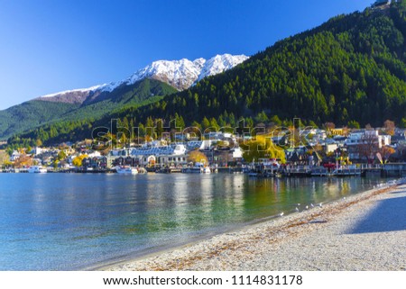 Beautiful Landscape of Lake Wakatipu Queenstown New Zealand; Queenstown City, South Island Royalty-Free Stock Photo #1114831178