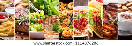 collage of various food products Royalty-Free Stock Photo #1114876286