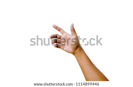 Black woman's hand On a white background