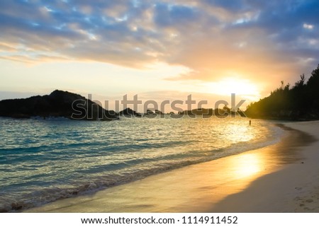 Beautiful seascape of south shore beach at sunset Bermuda