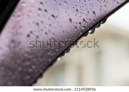 Water drop or rain drop on car glass with white background.