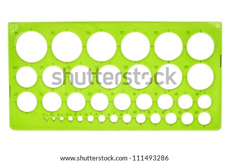 Green plastic stencil isolated on white