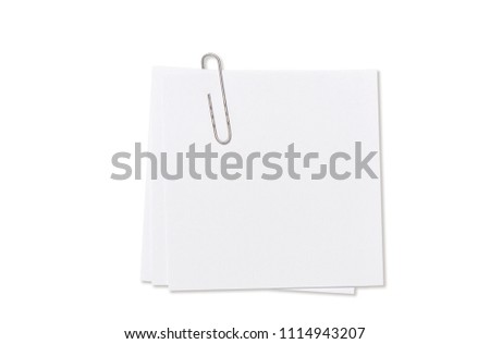 White empty paper sheet with paperclip
