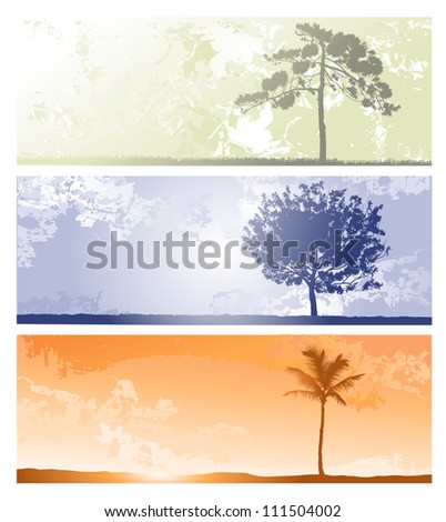 Horizontal backgrounds for design in orange, blue and green colors. File Illustrator 8