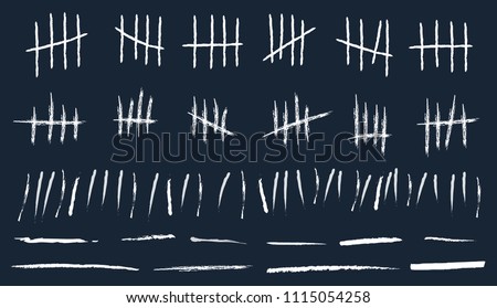 Creative vector illustration of counting waiting tally number marks isolated on background. Crossed out line art design. Abstract concept graphic element