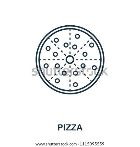 Simple outline Pizza icon. Pixel perfect linear element. Pizza icon outline style for using in mobile app, web UI, print.