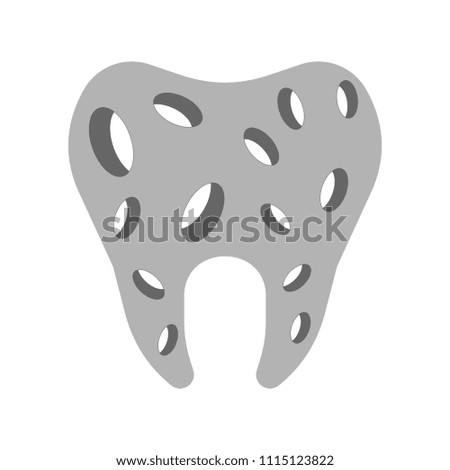 Tooth with hole. sick tooth. Caries and pulpitis Toothache Vector illustration
