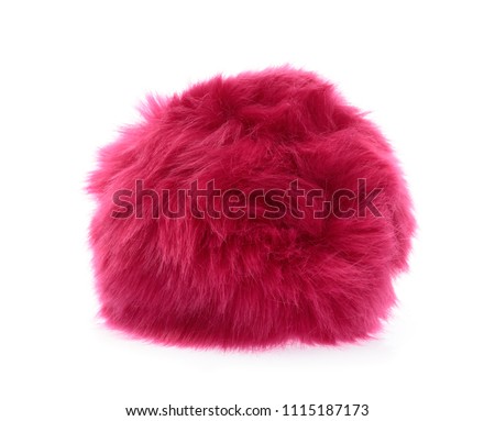 Pink Fur ball isolated on white background