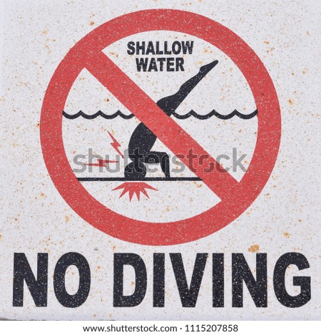 shallow water no diving swimming pool sign symbol