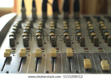 Professional mixer, sound control detail
