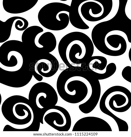 Vector seamless pattern of interwoven lines of different thickness in monochrome colors