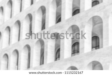 Defocused background of neoclassical architecture in Rome, Italy. Intentionally blurred post production for bokeh effect