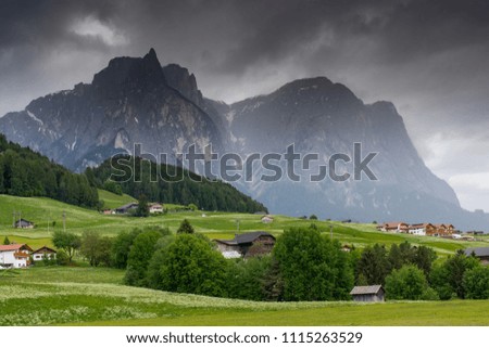 Magnificent scenery in the Dolomites. Summer in the Alpe di Siusi. Italy