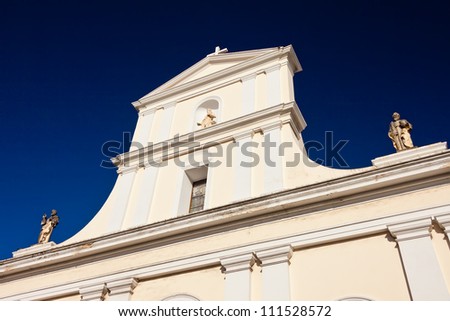 Upward glance at an old church building