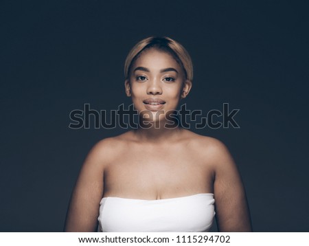 Black woman beauty, afro female model portrait