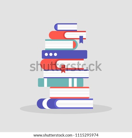 A pile of books. Literature. Reading. Knowledge. Education. University. Library. Flat editable vector illustration, clip art