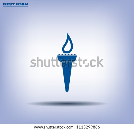 Torch with fire vector icon.