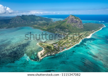 Incredible view of Mauritius Island. Picture taken from helicopter