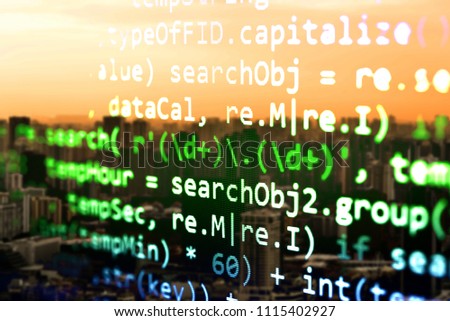 Software developer programming code for digital background. Programming code screen of software development. 
