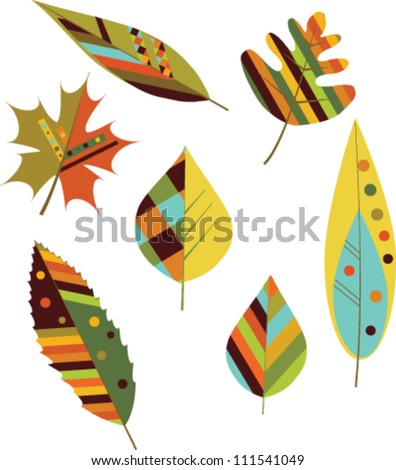 Set of seamless colorful autumn leaves. Vector