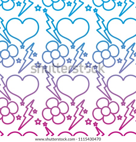 degraded line flower with thunder and heart stars background