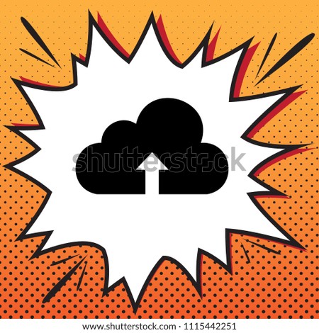 Cloud technology sign. Vector. Comics style icon on pop-art background.