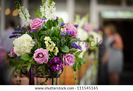Flower arrangement at the wedding ceremony Royalty-Free Stock Photo #111545165