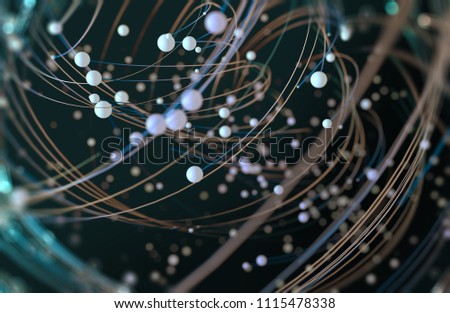Technology and science concept. Network and data net system abstract background. Structure and connection. 3d illustration