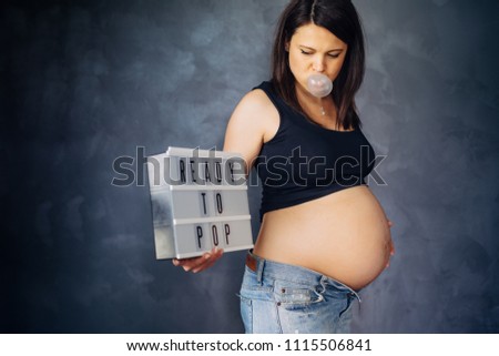ready to pop concept - pregnancy details with beautiful woman with belly