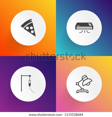 Modern, simple vector icon set on gradient backgrounds with restaurant, care, nurse, web, furniture, white, medical, home, modern, lamp, conditioner, doctor, table, italian, pepperoni, room, air icons