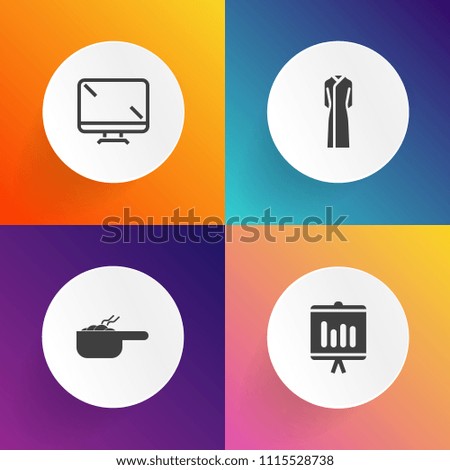 Modern, simple vector icon set on gradient backgrounds with technology, elegance, chicken, clothes, homemade, template, dress, lunch, dish, black, graphic, computer, food, beauty, digital, lcd icons