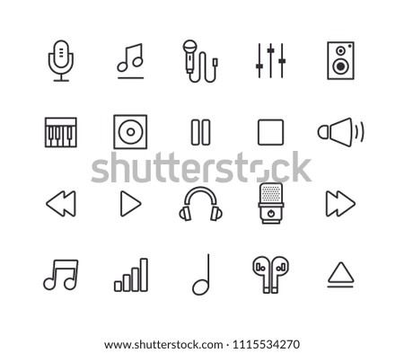 Music icons with White Background.
Simple line vector icons.