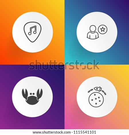 Modern, simple vector icon set on gradient backgrounds with application, concert, shrimp, travel, crab, seafood, earth, business, white, shell, shellfish, sea, delicious, planet, subscribe, jazz icons