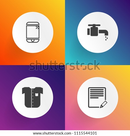 Modern, simple vector icon set on gradient backgrounds with style, new, editor, communication, bathroom, clean, business, edit, shirt, sink, touchscreen, web, technology, white, write, male, pen icons