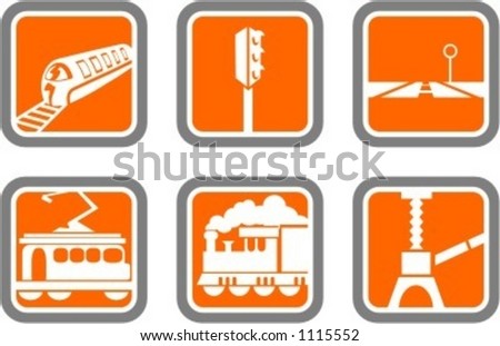A set of 6 vector icons of transportation objects.